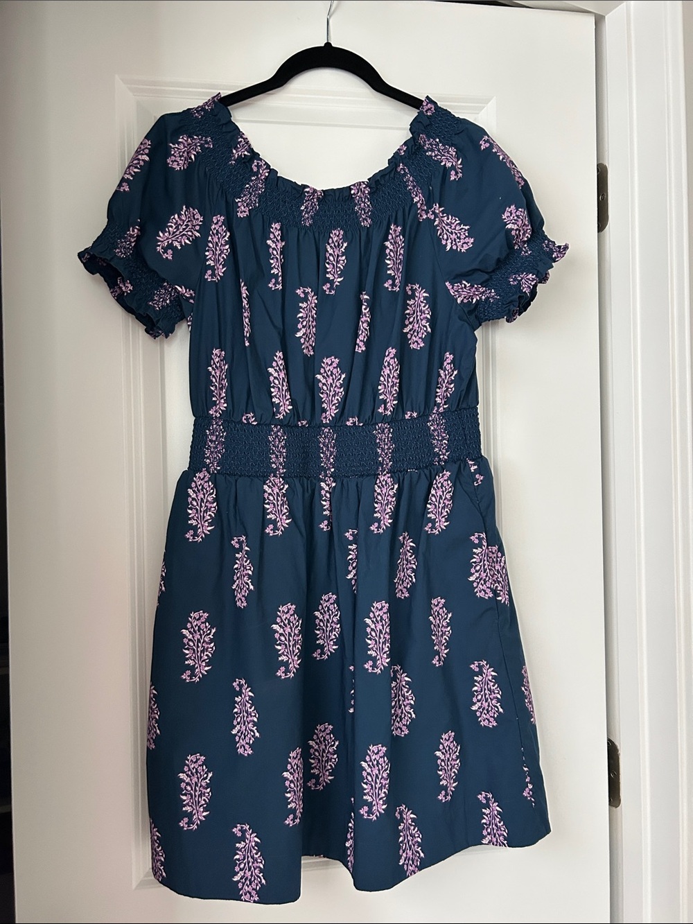 J. Crew Navy Blue Dress with Pink Floral Print